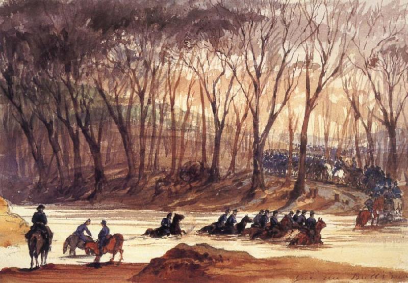 unknow artist Federal Cavalrymen Fording Bull Run china oil painting image